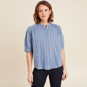Chemise manches courtes bleu clair femme