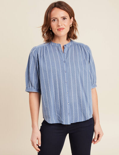 Chemise manches courtes bleu clair femme