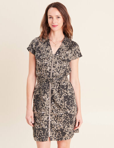Robe droite zipp&eacute;e vert femme