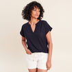 T-shirt droit manches courtes bleu marine femme