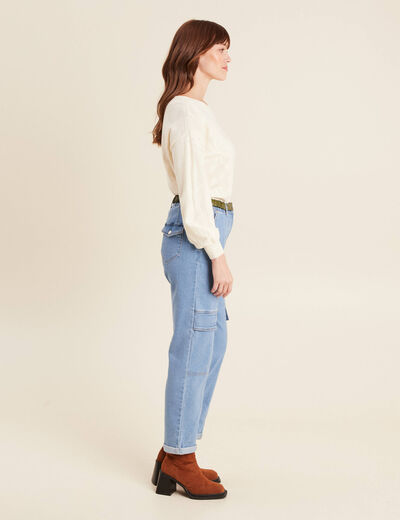 Jean cargo ceinturé denim double stone femme