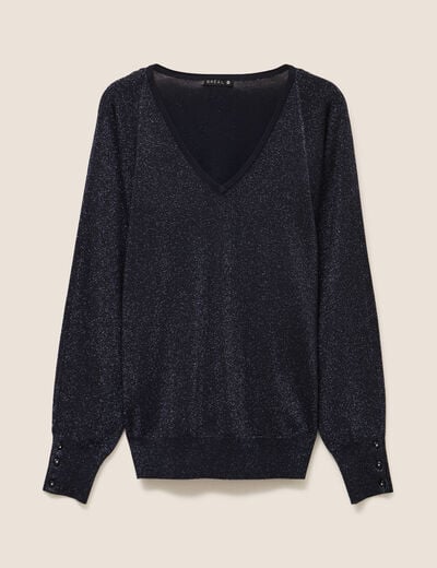 Pull manches longues bleu fonc&eacute; femme