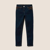 Pantalon ajust&eacute; taille bascul&eacute;e denim brut femme