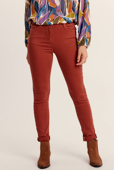 Jean magique ajusté taille standard marron cognac femme