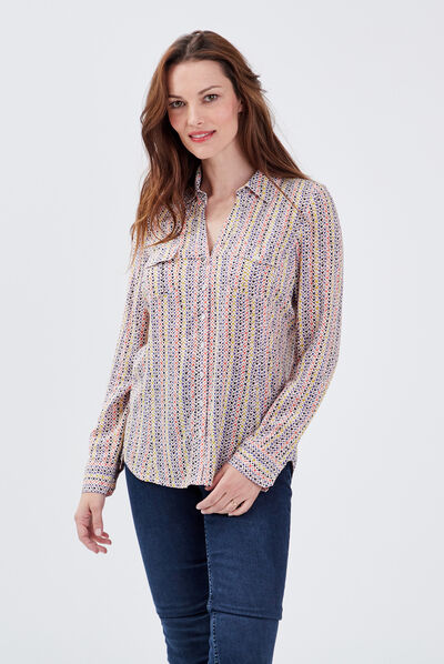 Chemise manches longues ecru femme