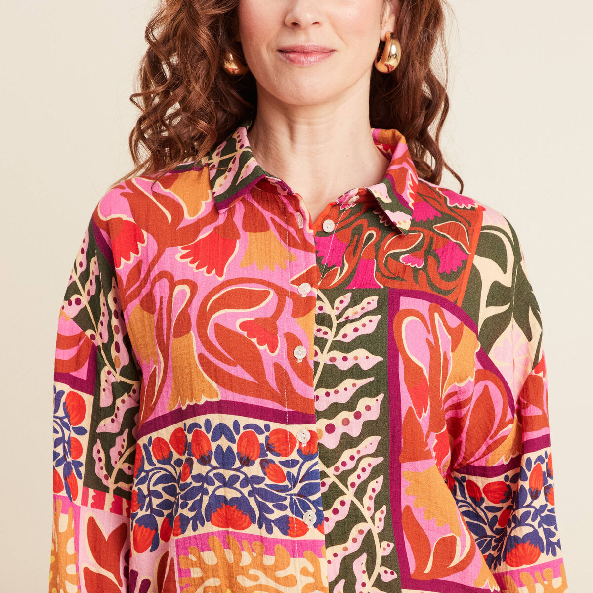 Chemise manches longues rose clair femme