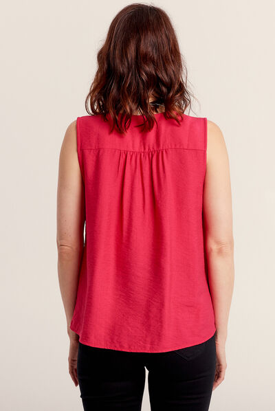 Blouse sans manches rose fushia femme