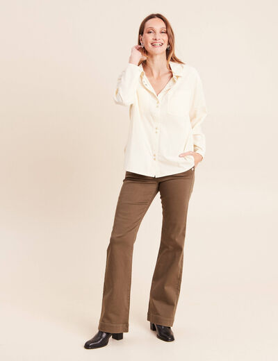 Chemise ample en velours milleraie ecru femme