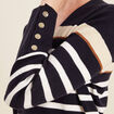 Robe tricot droite col en V bleu foncé femme