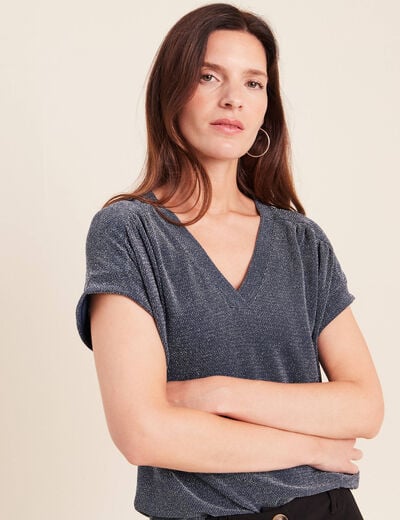 T-shirt manches courtes bleu marine femme