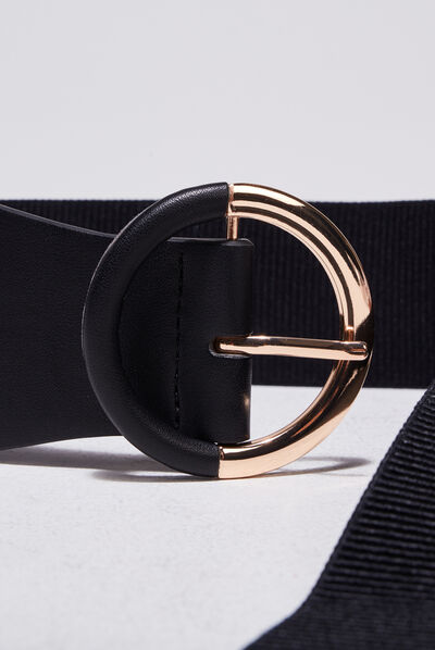 Ceinture large élastiquée noir femme