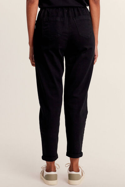 Pantalon flou à coulisse vert foncé femme