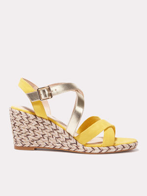 Sandales a talons compenses jaune fonce femme