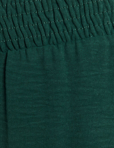 pantalon large taille haute vert foncé femme