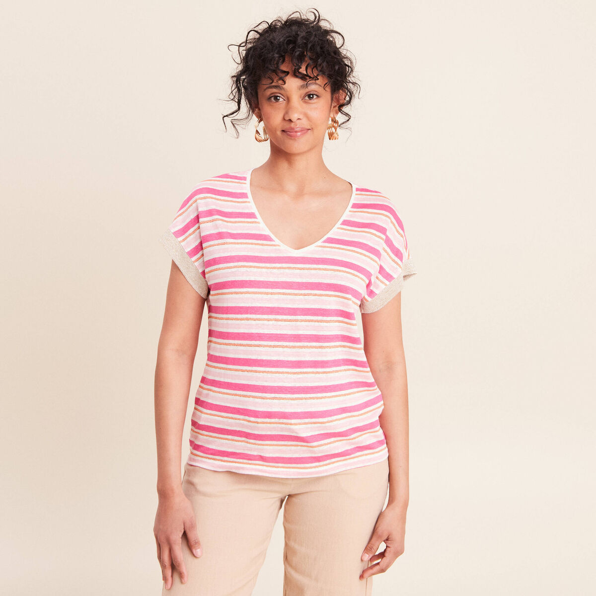 T-shirt manches courtes rose femme