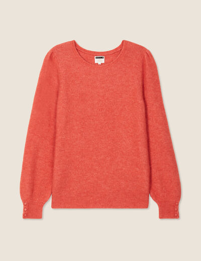 Pull manches longues rouge corail femme