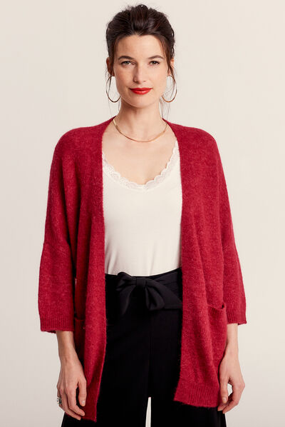 Gilet manches 3/4 rose framboise femme
