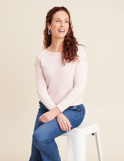 Pull manches longues rose clair femme