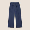 Pantalon coupe large taille haute fluide denim brut femme