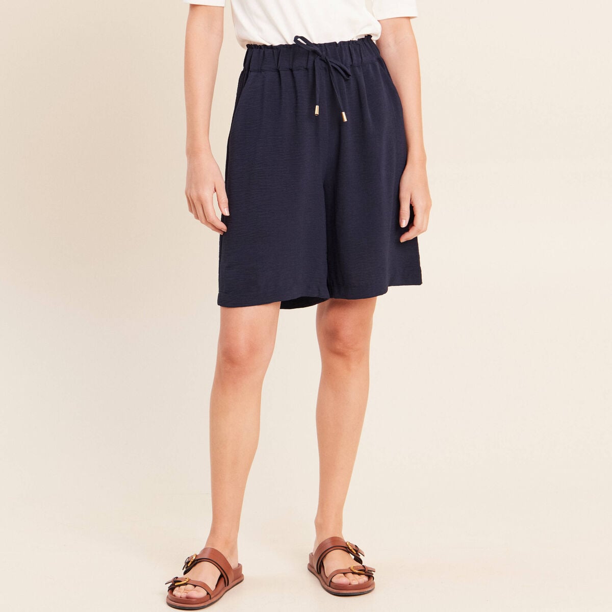 Bermuda bleu fonc&eacute; femme