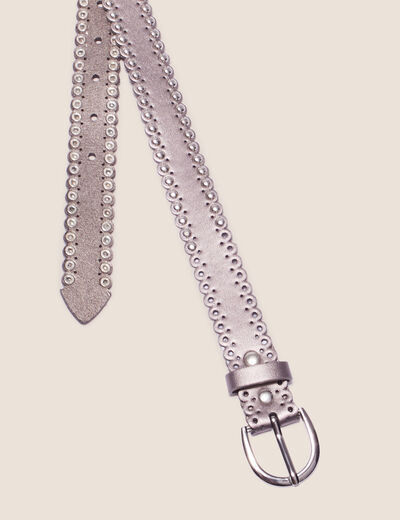Ceinture métallisée avec clous couleur argent femme
