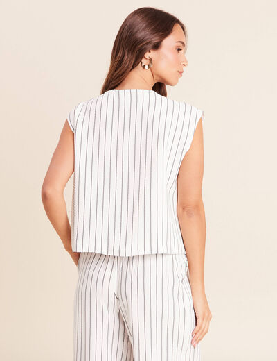 T-shirt sans manches col rond doubl&eacute; gris fonc&eacute; femme