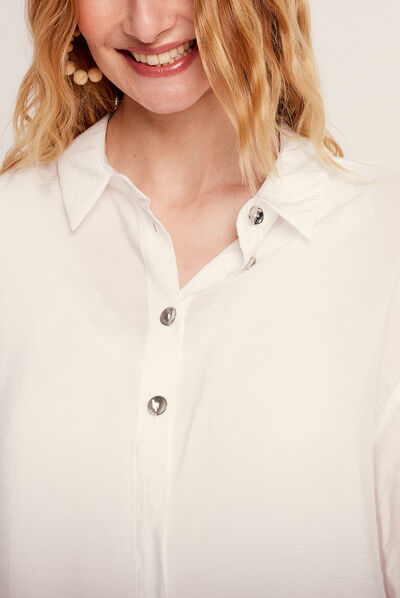 Chemise manches longues ecru femme