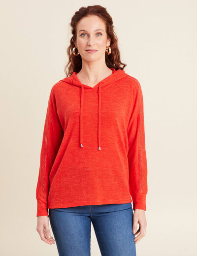 Sweat à capuche orange foncé femme
