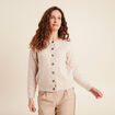Gilet droit mi-long col rond beige femme