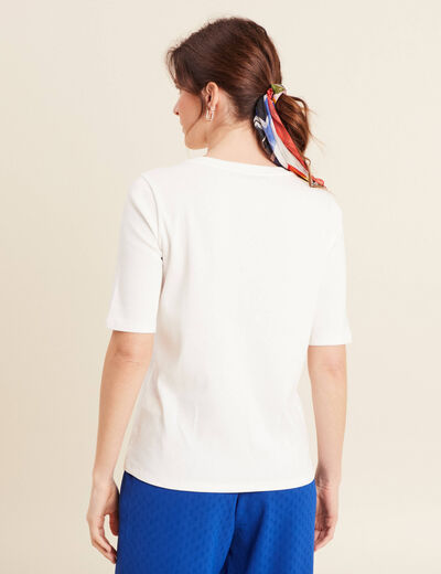T-shirt manches coude ecru femme