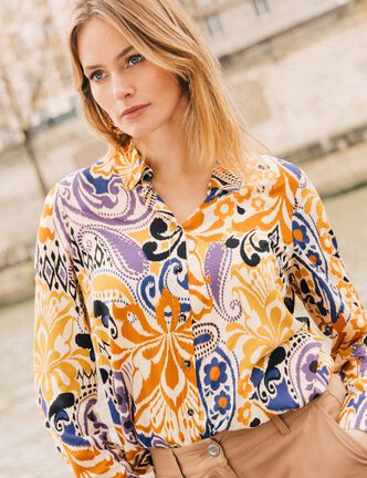 Chemise manches longues bleu femme