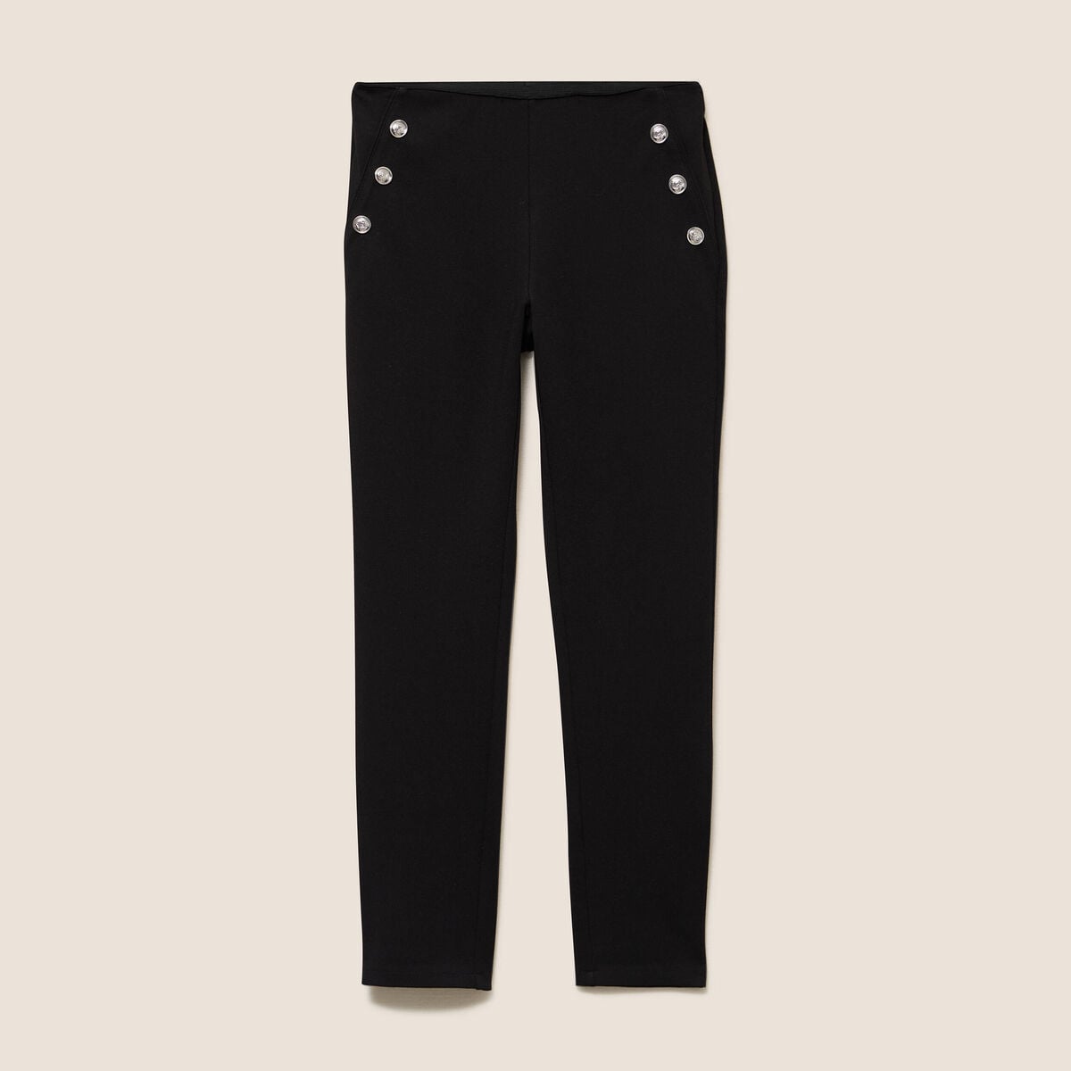 Legging 7/8&egrave;me taille bascul&eacute;e en maille noir femme