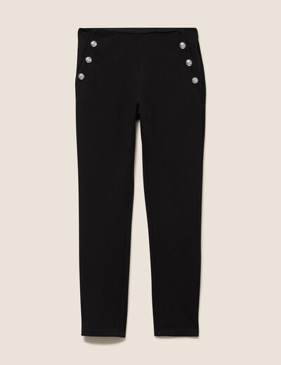 Legging 7/8&egrave;me taille bascul&eacute;e en maille noir femme