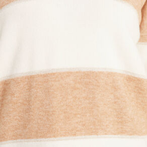 Pull manches longues col en V sable femme