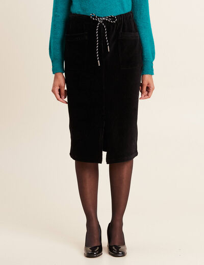 Jupe droite velours noir femme