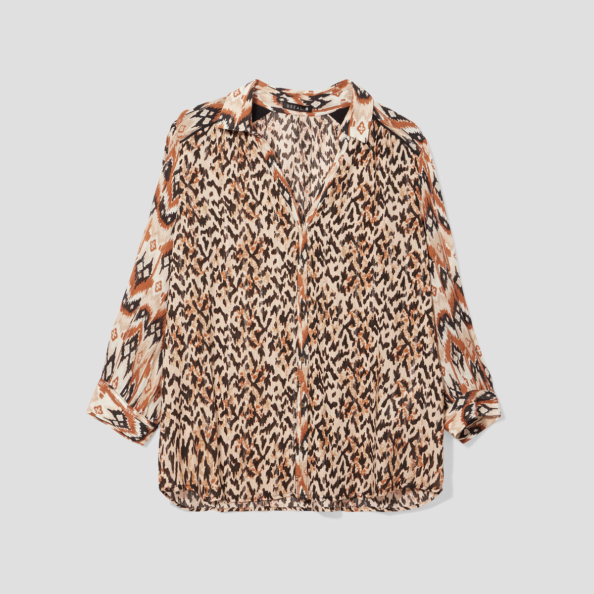 Chemise manches longues beige femme