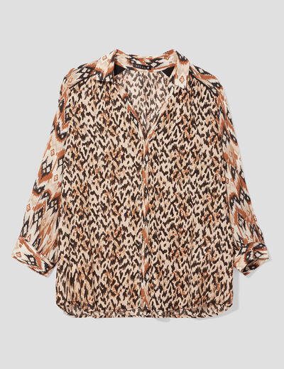 Chemise manches longues beige femme