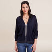 Gilet manches 3/4 bleu marine femme
