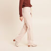 Pantalon taille haute coupe droite denim beige femme