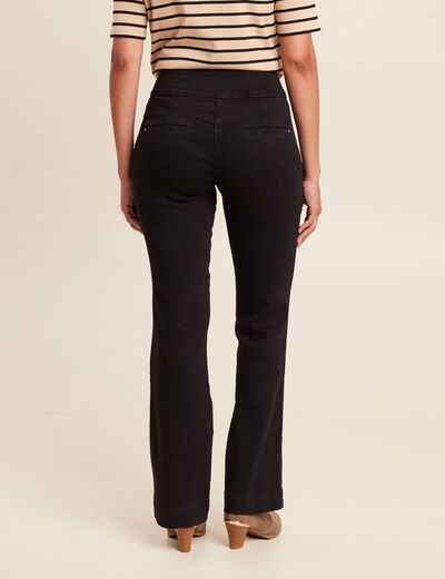 Pantalon coupe bootcut &agrave; pont noir femme