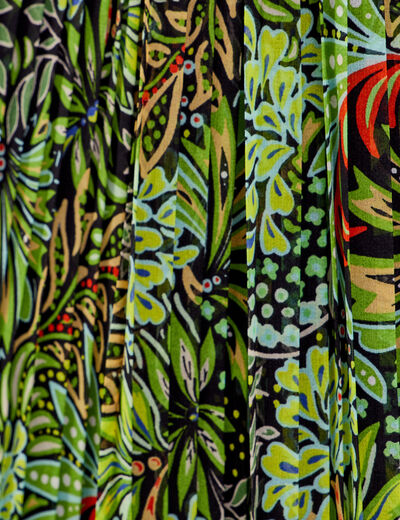 Jupe longue droite plissée vert femme