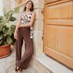 Combinaison pantalon fluide femme marron femme
