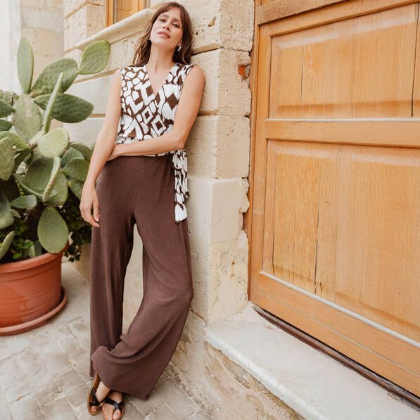 combinaison pantalon fluide femme marron femme Combinaison pantalon fluide femme marron femme