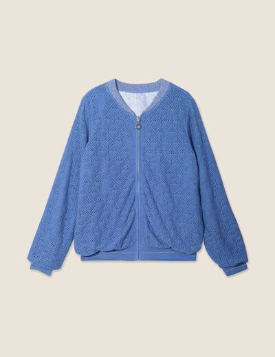 Gilet réversible ajouré bleu ciel femme