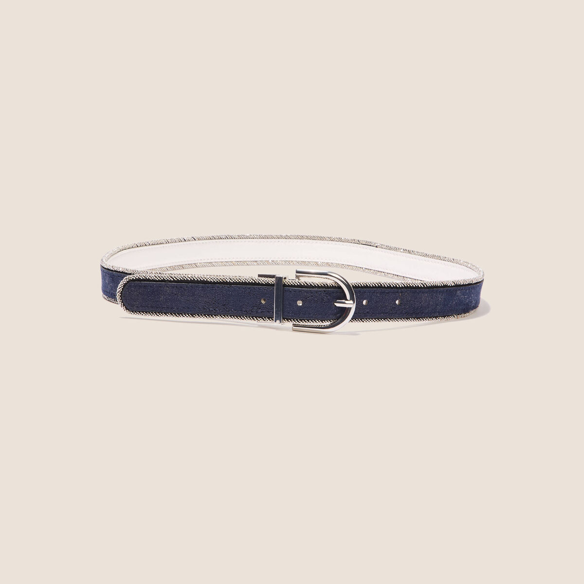 Ceinture réversible à perles ecru femme