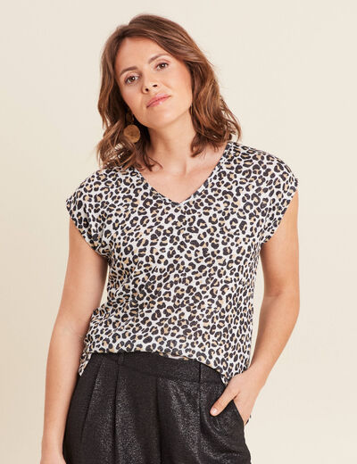 T-shirt manches courtes creme femme