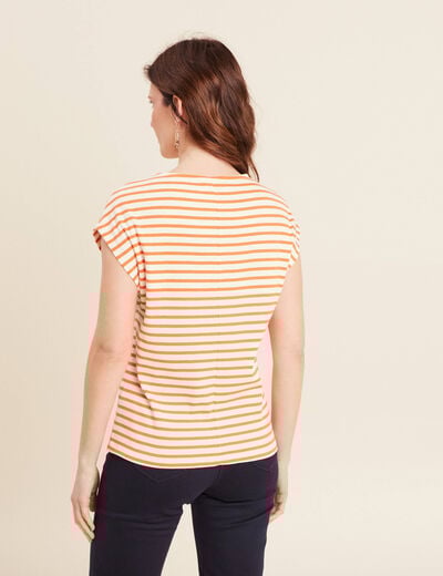 T-shirt manches courtes orange abricot femme