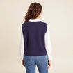 Gilet droit court sans manches bleu marine femme