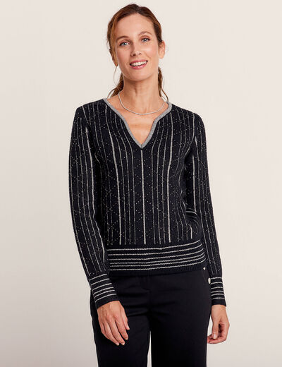 Pull manches longues noir femme