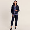 Veste ajustée col châle bleu marine femme